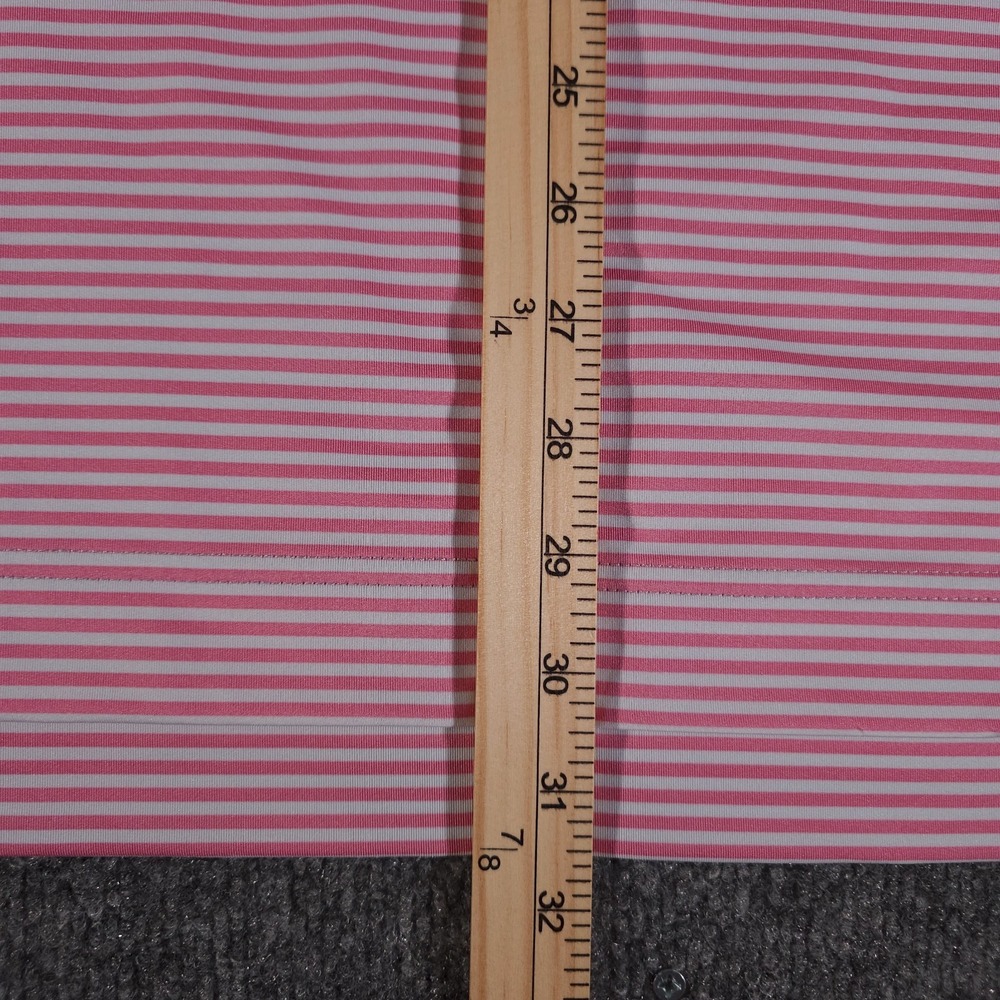 FootJoy Mens Large Pink White Striped Performance Stretch Golf Polo Short Sleeve - Picture 6 of 8